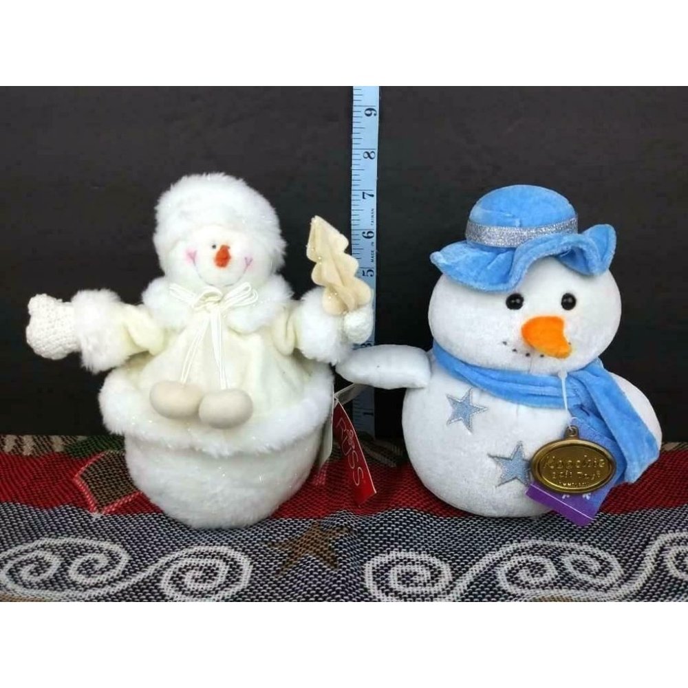 Snowman Plush Lot Of 2 Russ Berrie Christmas Judy Lynn Koochie Halsall New UK - Picture 7 of 11